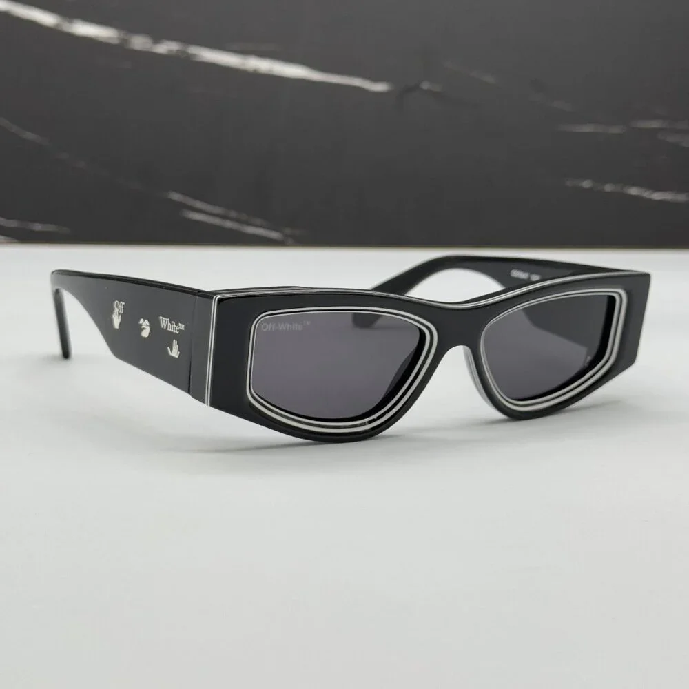 NEW OFF-WHITE SUNGLASSES, BLACK WHITE CAT EYE SUNGLASSES OFF-WHITE ANDY